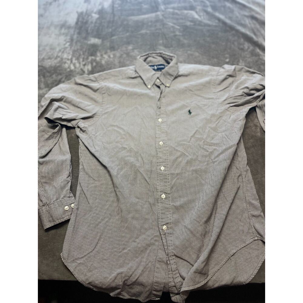 Ralph Lauren Shirt Mens Medium 15 1/2 Classic Fit Long Sleeve Cotton Black Check